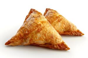 ai generiert Samosa isoliert auf Weiß Hintergrund foto