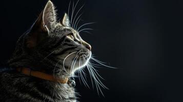 ai generiert Katze mit ein Katze Halsband Fachmann Fotografie foto