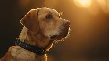 ai generiert Hund mit ein Hund Halsband Fachmann Fotografie foto