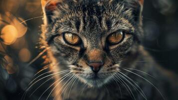 ai generiert Katze mit ein Katze Halsband Fachmann Fotografie foto