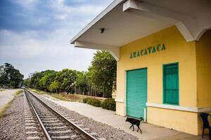 das berühmt Aracataca Zug Bahnhof, einer von das literarisch die Einstellungen von gabriel garcia marquez im seine Nobel Preisträger Buch einer hundert Jahre von Einsamkeit foto