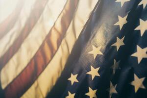 ai generiert amerikanisch Flagge zum Denkmal Tag, 4 .. von Juli oder Arbeit Tag foto