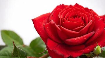 ai generiert rot Rose und Knospe, schön rot Rose natürlich Blume foto