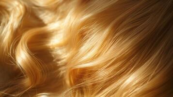 ai generiert blond golden Haar Nahansicht abstrakt Hintergrund. generativ ai foto