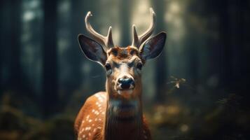 ai generiert ein Hirsch Gesicht Tier Bilder generativ künstlich Intelligenz foto