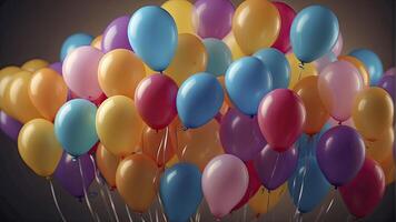 ai generiert bunt Luftballons im das Luft, bunt Luftballons Hintergrund, farbig Ballon Hintergrund, glücklich Hintergrund foto