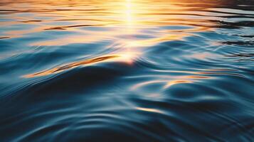 ai generiert abstrakt Hintergrund von Wasser Oberfläche mit Sonne Licht und Bokeh foto