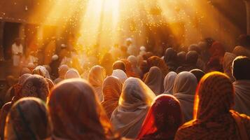 ai generiert Muslim Pilger von alle Über das Welt versammelt foto