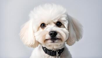 ai generiert ein Bichon fise Hund auf Weiß Hintergrund foto