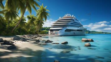 ai generiert ein Luxus Schiff auf das Karibik Küste foto