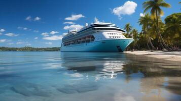 ai generiert ein Luxus Schiff auf das Karibik Küste foto