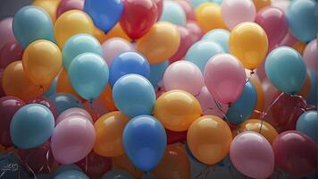 ai generiert bunt Luftballons im das Luft, bunt Luftballons Hintergrund, farbig Ballon Hintergrund, glücklich Hintergrund foto