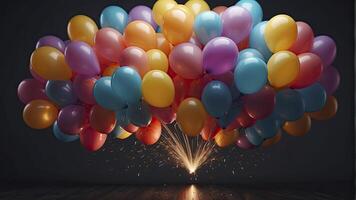 ai generiert bunt Luftballons im das Luft, bunt Luftballons Hintergrund, farbig Ballon Hintergrund, glücklich Hintergrund foto