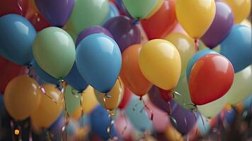 ai generiert bunt Luftballons im das Luft, bunt Luftballons Hintergrund, farbig Ballon Hintergrund, glücklich Hintergrund foto