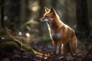 ai generiert Fuchs im ein heiter Wald. erstellt mit generativ ai foto