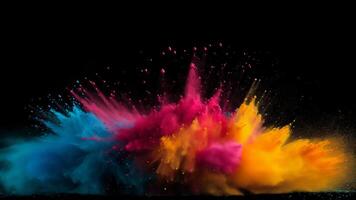 ai generiert Explosion von farbig Pulver. erstellt mit generativ ai foto