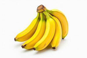 ai generiert Bündel von frisch und reif Bananen isoliert auf Weiß Hintergrund zum gesund Essen Konzept. erstellt mit generativ ai foto
