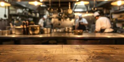 ai generiert Köche beim Arbeit im ein geschäftig Restaurant Küche während Abend Bedienung foto