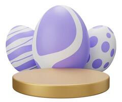 Ostern Ei Podium Sockel. 3d machen Illustration isoliert auf Weiß Hintergrund foto