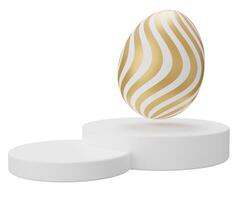 Ostern Ei Podium Sockel. 3d machen Illustration isoliert auf Weiß Hintergrund foto