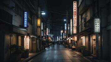 ai generiert Tokyo Stadt im das Nacht, Straße beim Nacht, Nacht Szene, Stadt im das Nacht foto