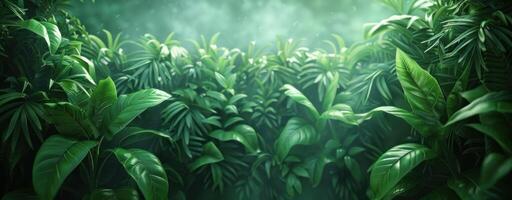 ai generiert ein tropisch Pflanze Mauer mit Grün Blätter foto