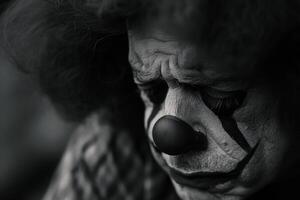 ai generiert verärgert Clown im Depression foto