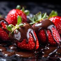ai generiert Erdbeere mit Schokolade foto