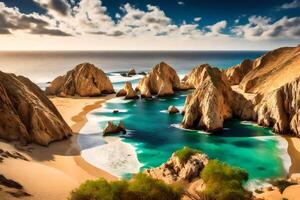 ai generiert das Strand und das Ozean im cabo san Lucas, Mexiko foto