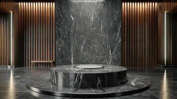 ai generiert ein Marmor Badezimmer mit ein kreisförmig Dusche foto