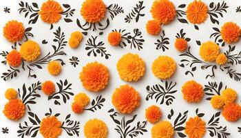 ai generiert Orange Blumen auf ein Weiß Hintergrund foto