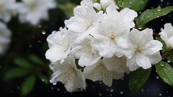 ai generiert frisch Frühling Blüten mit Regentropfen foto