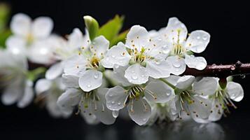 ai generiert frisch Frühling Blüten mit Regentropfen foto