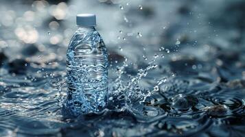 ai generiert Wasser Flasche im das Wasser foto