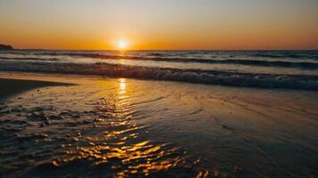 ai generiert Sonnenuntergang auf das Strand foto
