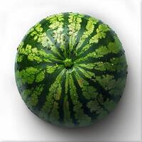 ai generiert Wassermelone isoliert auf Weiß Hintergrund mit Schatten. Wassermelone oben Aussicht isoliert. Wassermelone eben legen. erfrischend Obst Wassermelone foto