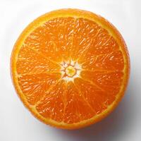 ai generiert Orange isoliert auf Weiß Hintergrund mit Schatten. Orange isoliert. erfrischend Zitrusfrüchte Obst Orange Scheiben foto