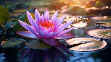 ai generiert ein schön Wasser Lilie Blume foto