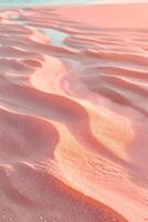 ai generiert ein Rosa Sand Strand und Wasser foto