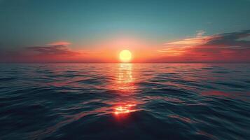 ai generiert Sonne Rahmen Über Ozean von Boot foto