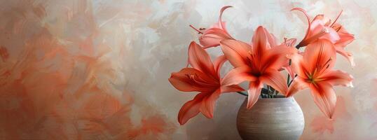 ai generiert hell Rosa Blumen im ein Vase gegen ein Weiß Hintergrund foto
