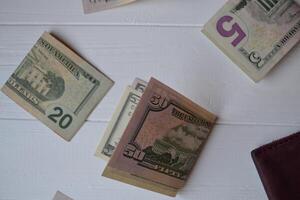 Dollar Geld Banknoten. amerikanisch Währung. Geld Hintergrund. vereinigt Zustände Dollar. foto