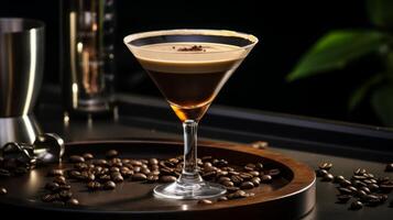 ai generiert elegant Kaffee Cocktail mit cremig geschichtet Textur foto