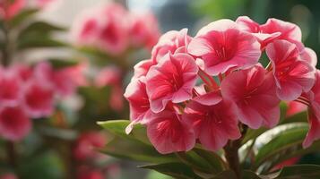 ai generiert Nahansicht von Rosa und Weiß Hibiskus Blumen foto