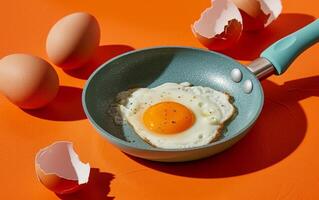 ai generiert bunt Hintergrund verbessert Beschwerde von frisch gekocht Bratpfanne Ei foto