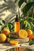 ai generiert Sommer- kosmetisch Produkt Werbung Vorlage mit Vitamin c foto