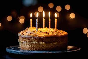 ai generiert ultimativ Geburtstag Kuchen mit Kerze Fachmann Werbung Essen Fotografie foto