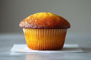 ai generiert frisch Muffin ist serviert beim das Küche Tabelle Fachmann Werbung Essen Fotografie foto