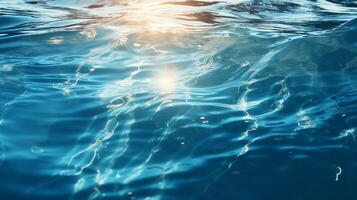 ai generiert Hintergrund von Wasser mit Wellen und Licht reflektiert im es foto