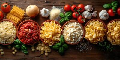 ai generiert klassisch Pasta auf Küche Hintergrund. Diät und Essen Konzept. foto